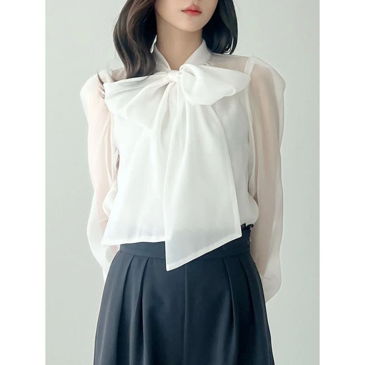 オーガンジービッグボウタイブラウス | MERCURYDUO | 詳細画像15 