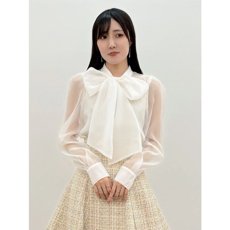 オーガンジービッグボウタイブラウス | MERCURYDUO | 詳細画像24 