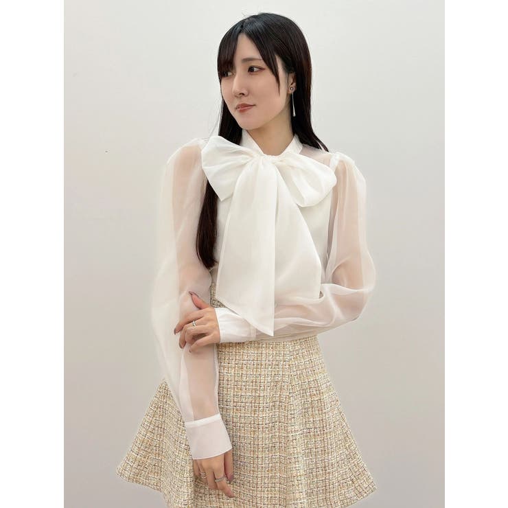 オーガンジービッグボウタイブラウス | MERCURYDUO | 詳細画像25 