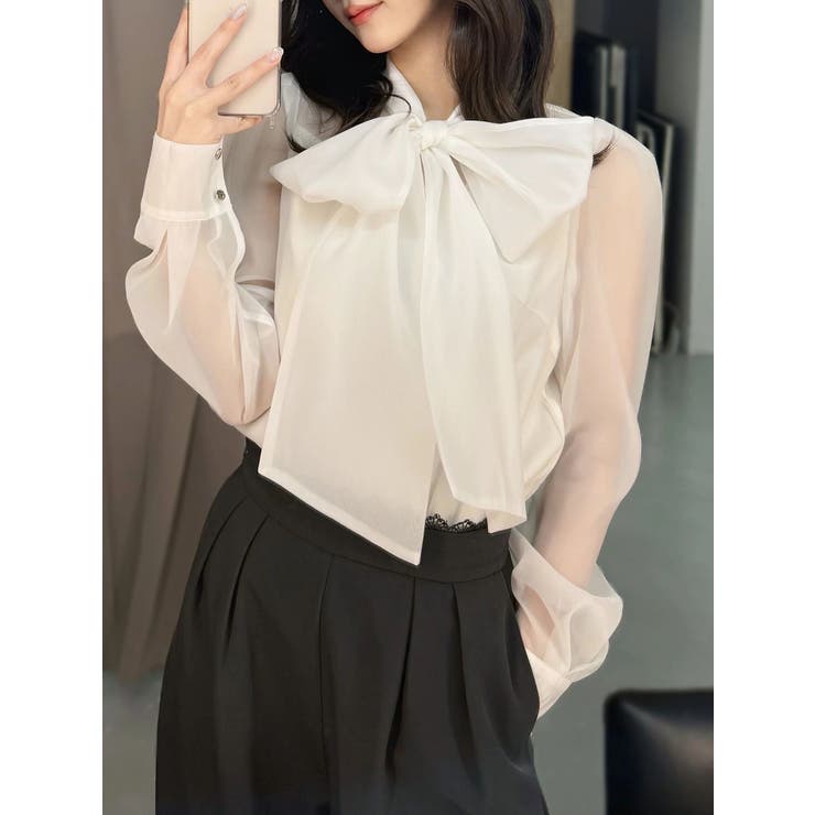 オーガンジービッグボウタイブラウス | MERCURYDUO | 詳細画像35 