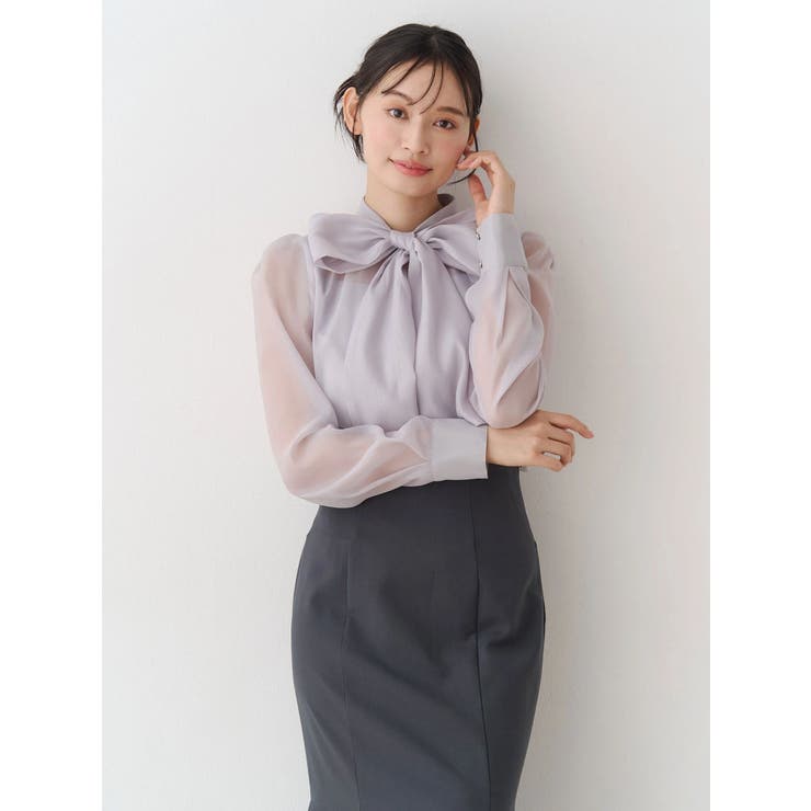 ライトグレー | オーガンジービッグボウタイブラウス | MERCURYDUO