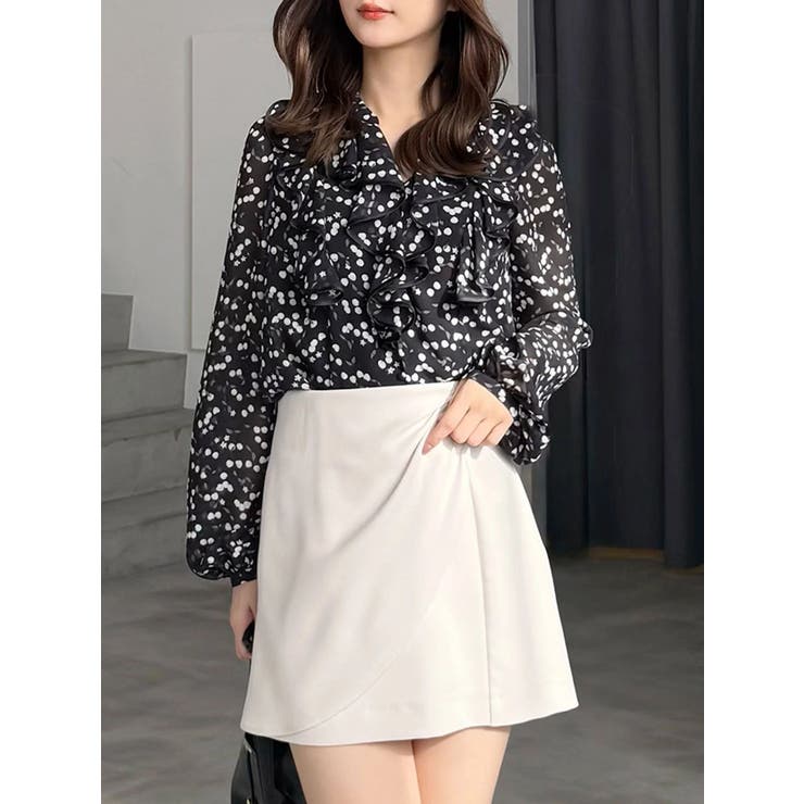 ダブルラッフルバイカラーパイピングブラウス | MERCURYDUO | 詳細画像10 