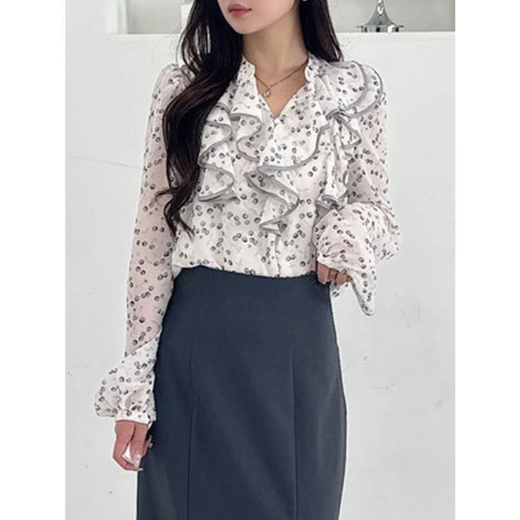 ダブルラッフルバイカラーパイピングブラウス | MERCURYDUO | 詳細画像13 