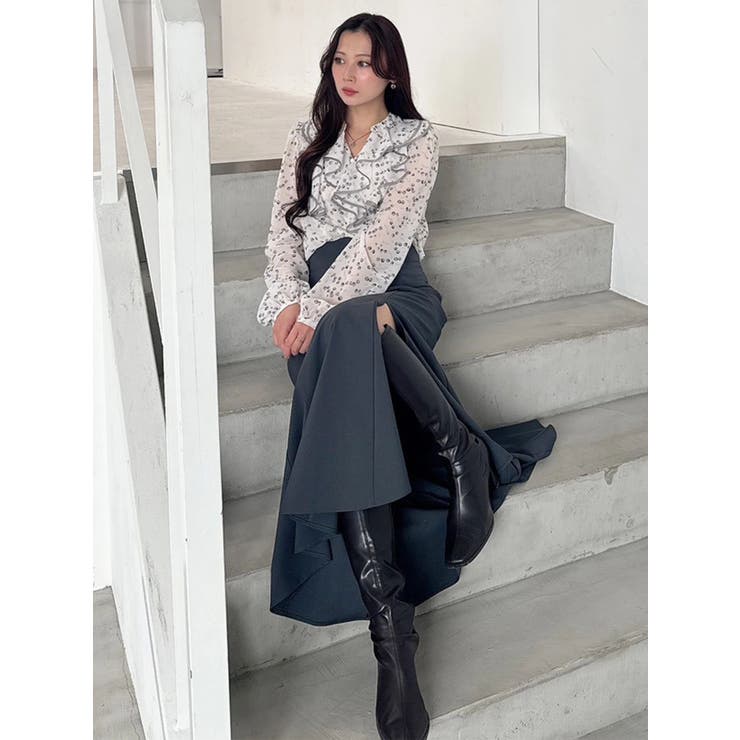 ダブルラッフルバイカラーパイピングブラウス | MERCURYDUO | 詳細画像15 