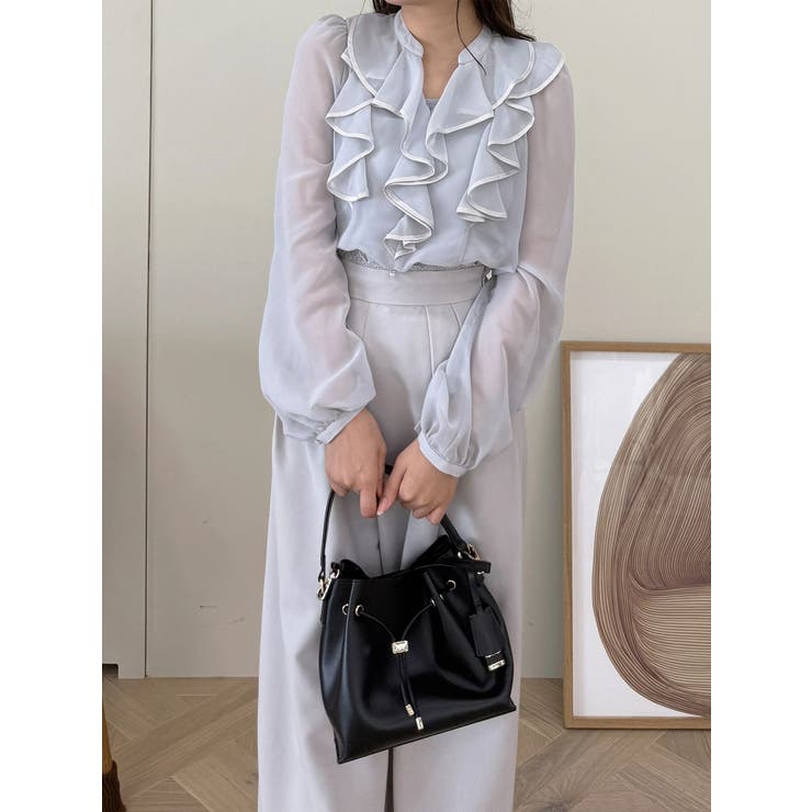 ダブルラッフルバイカラーパイピングブラウス | MERCURYDUO | 詳細画像18 