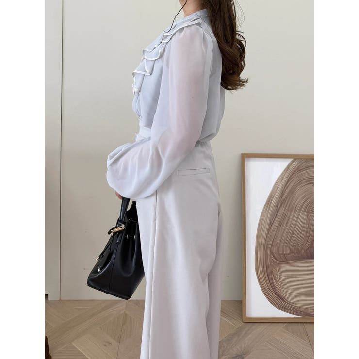 ダブルラッフルバイカラーパイピングブラウス | MERCURYDUO | 詳細画像19 