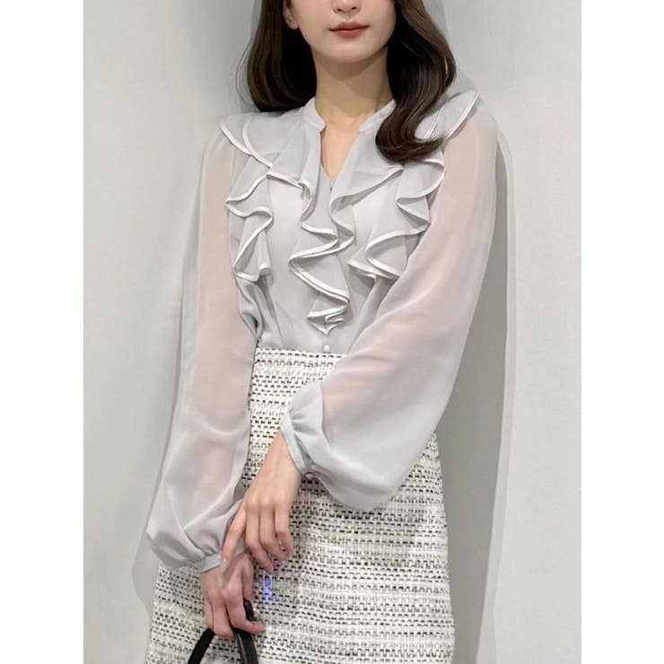 ダブルラッフルバイカラーパイピングブラウス | MERCURYDUO | 詳細画像23 