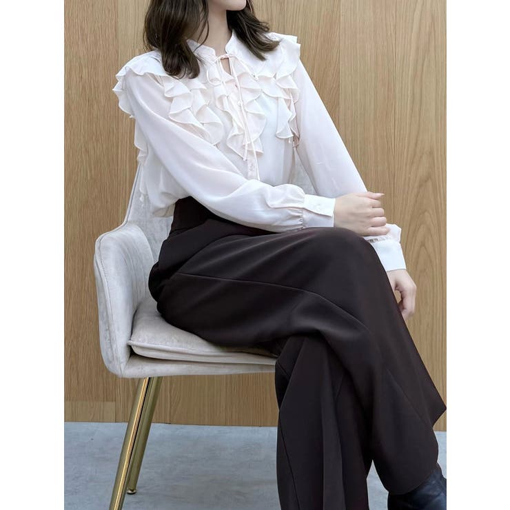 シフォンロングスリーブラッフルブラウス | MERCURYDUO | 詳細画像19 