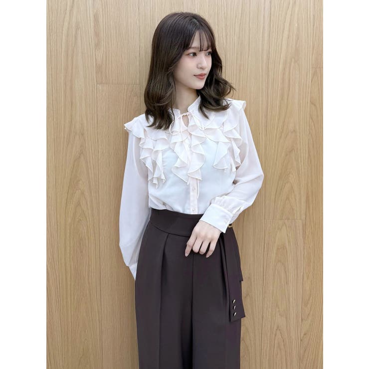 シフォンロングスリーブラッフルブラウス | MERCURYDUO | 詳細画像20 