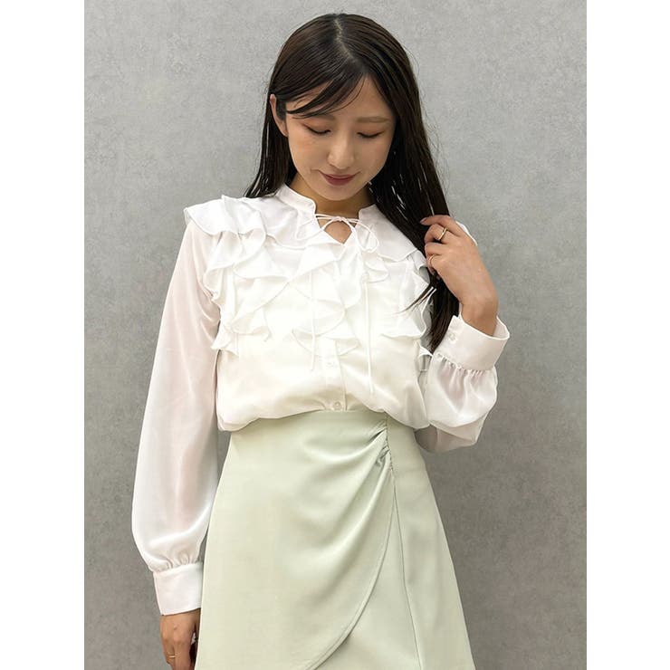 シフォンロングスリーブラッフルブラウス | MERCURYDUO | 詳細画像22 