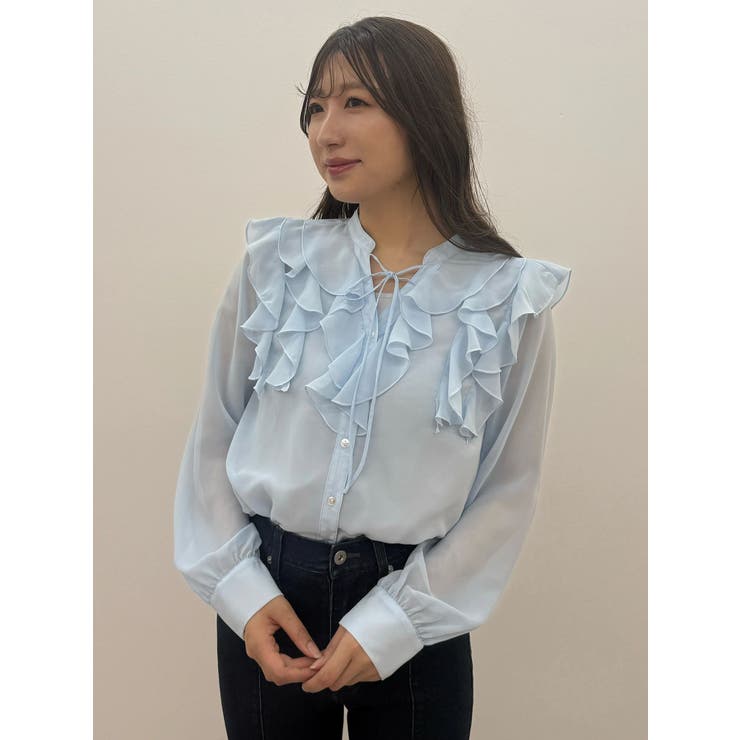 シフォンロングスリーブラッフルブラウス | MERCURYDUO | 詳細画像34 