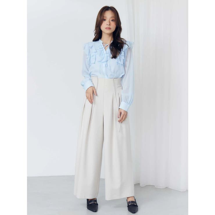 シフォンロングスリーブラッフルブラウス | MERCURYDUO | 詳細画像9 