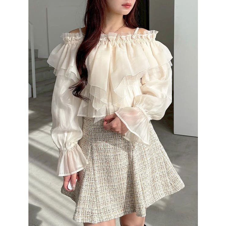 オフショルラッフルブラウス | MERCURYDUO | 詳細画像1 