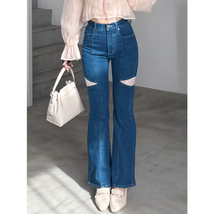 レーストリミングカットアウトデニムパンツ | MERCURYDUO | 詳細画像27 