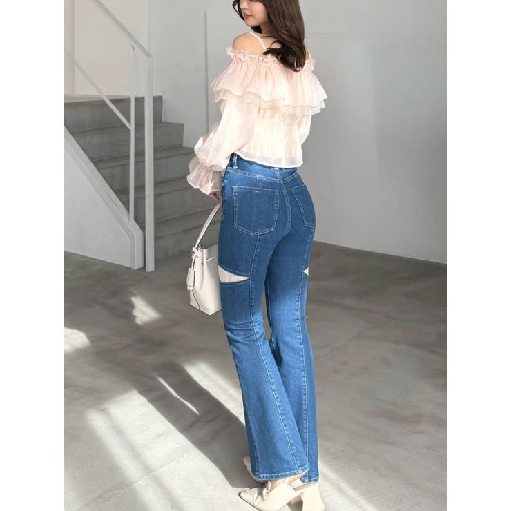 レーストリミングカットアウトデニムパンツ | MERCURYDUO | 詳細画像28 