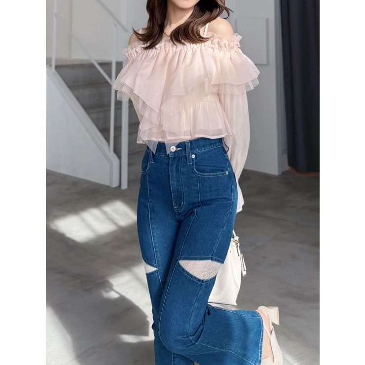 レーストリミングカットアウトデニムパンツ | MERCURYDUO | 詳細画像29 