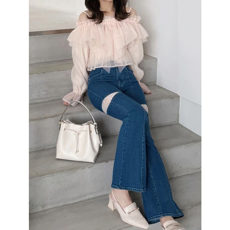 レーストリミングカットアウトデニムパンツ | MERCURYDUO | 詳細画像31 