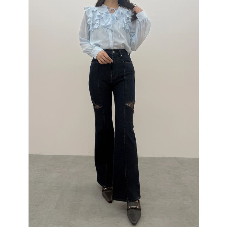 レーストリミングカットアウトデニムパンツ | MERCURYDUO | 詳細画像34 