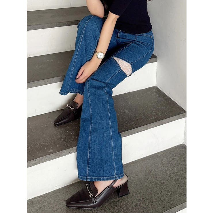 レーストリミングカットアウトデニムパンツ | MERCURYDUO | 詳細画像6 