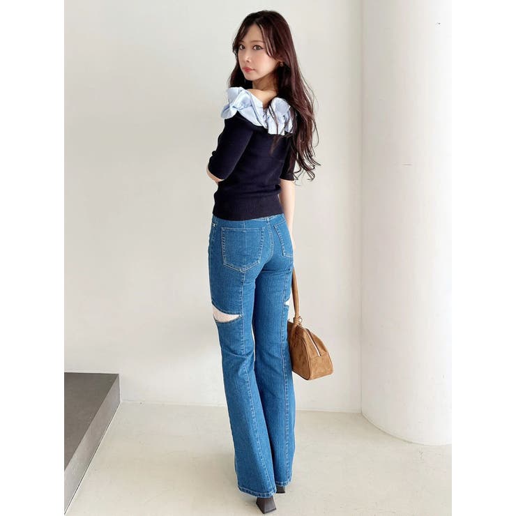 レーストリミングカットアウトデニムパンツ | MERCURYDUO | 詳細画像9 