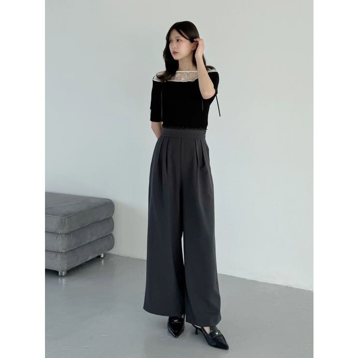 レースレイヤードタックパンツ | MERCURYDUO | 詳細画像6 