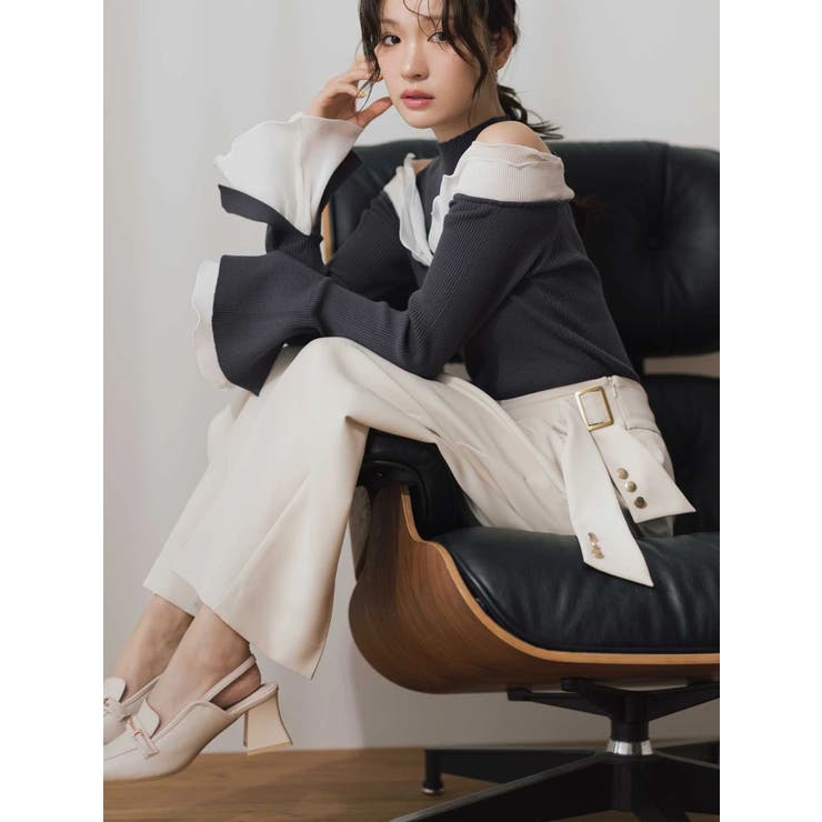 【セットアップ着用可】サイドベルトストレートパンツ | MERCURYDUO | 詳細画像1 