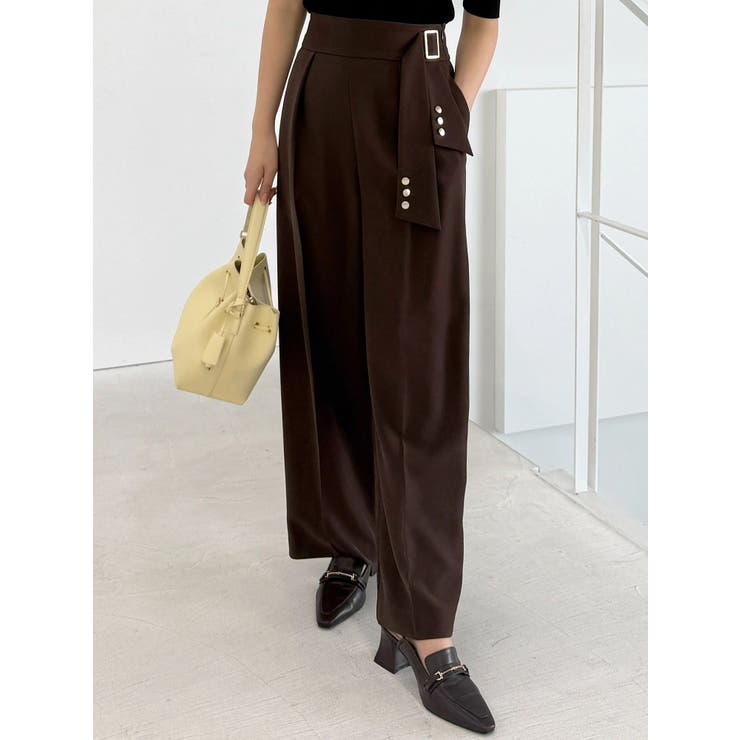 ブラウン | 【セットアップ着用可】サイドベルトストレートパンツ | MERCURYDUO