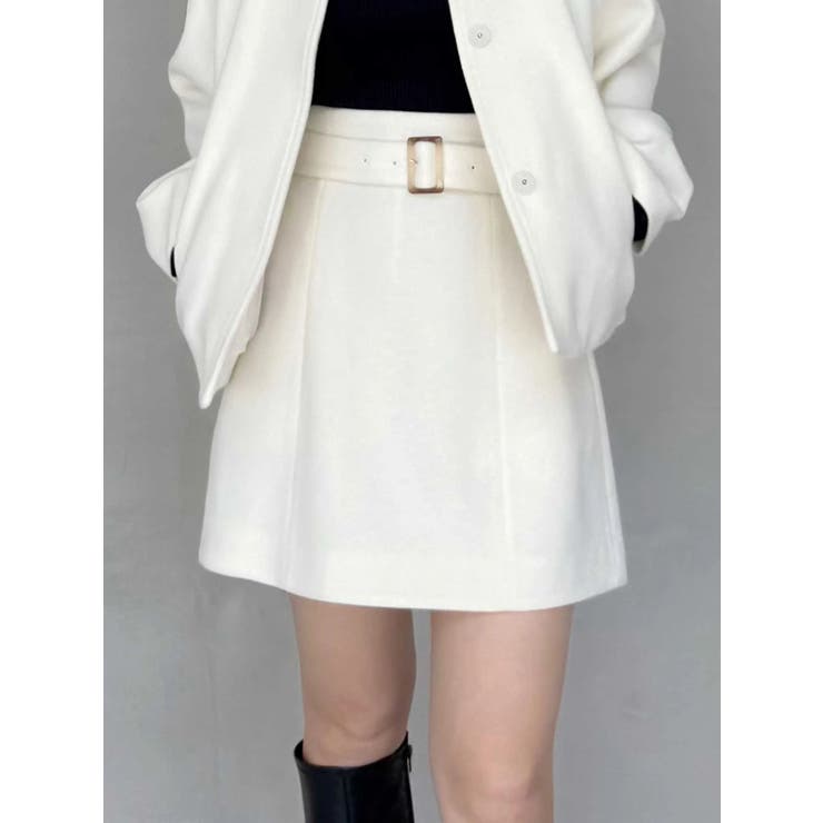 アイボリー | ウールベルテッドミニスカート | MERCURYDUO