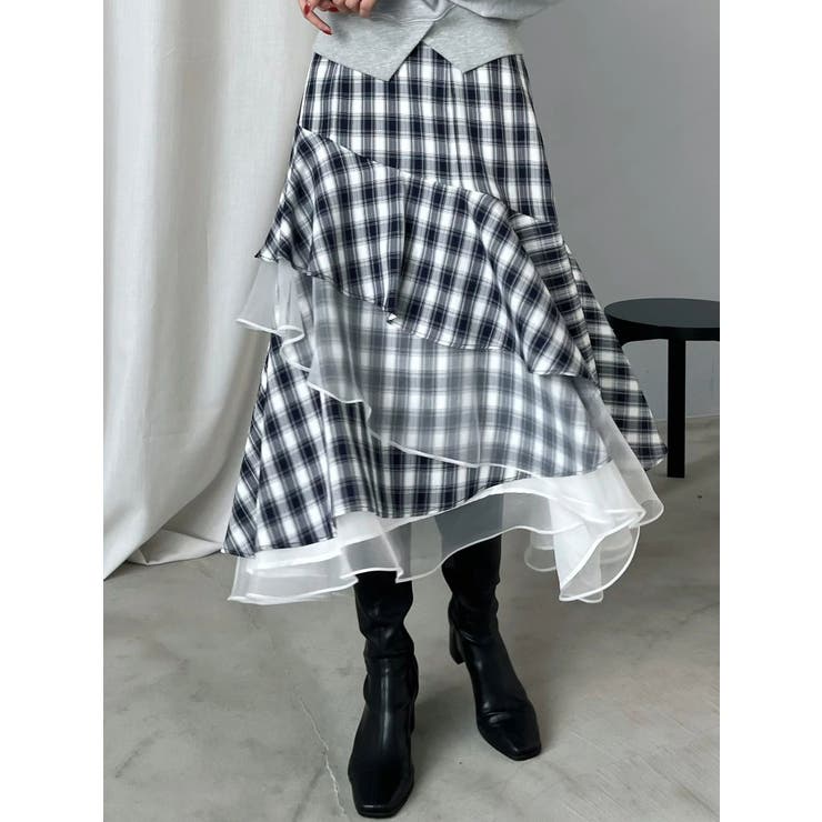 異素材使いティアードスカート[品番：MKSW0069300]｜MERCURYDUO