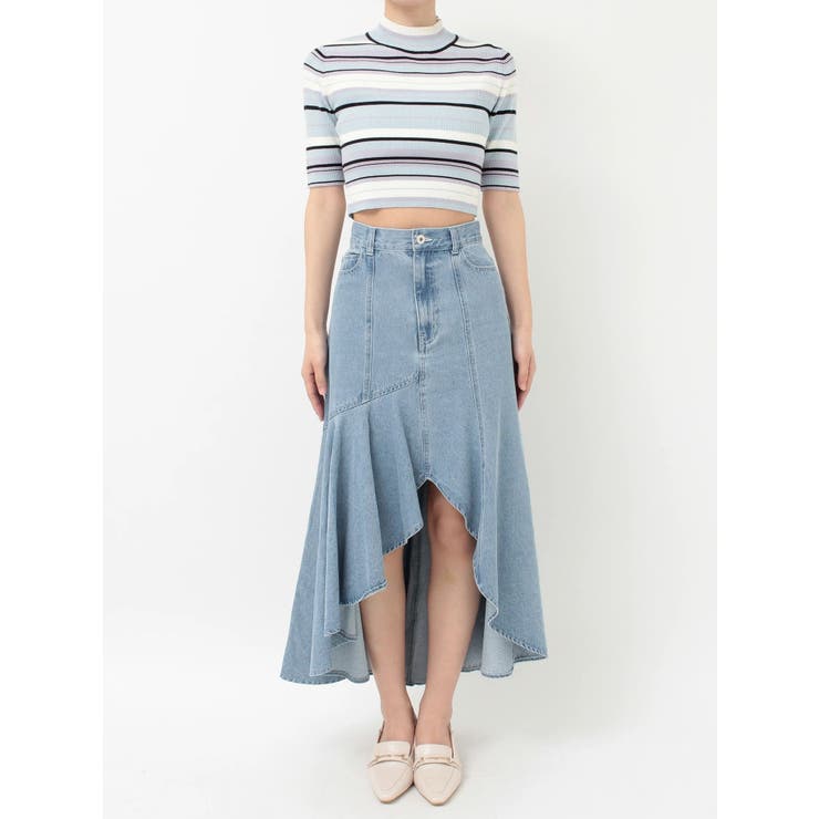 デニムイレギュラーヘムフレアスカート | MERCURYDUO | 詳細画像14 