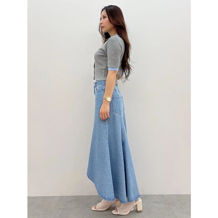 デニムイレギュラーヘムフレアスカート | MERCURYDUO | 詳細画像4 