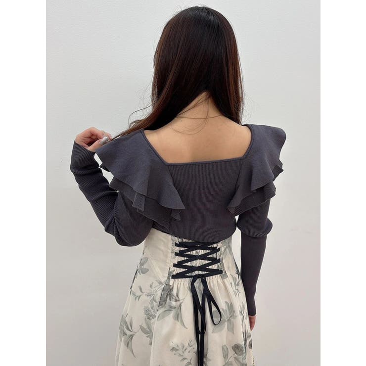 花柄バックレースアップフレアスカート | MERCURYDUO | 詳細画像10 