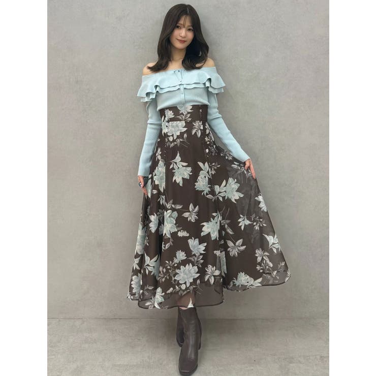 花柄バックレースアップフレアスカート | MERCURYDUO | 詳細画像11 