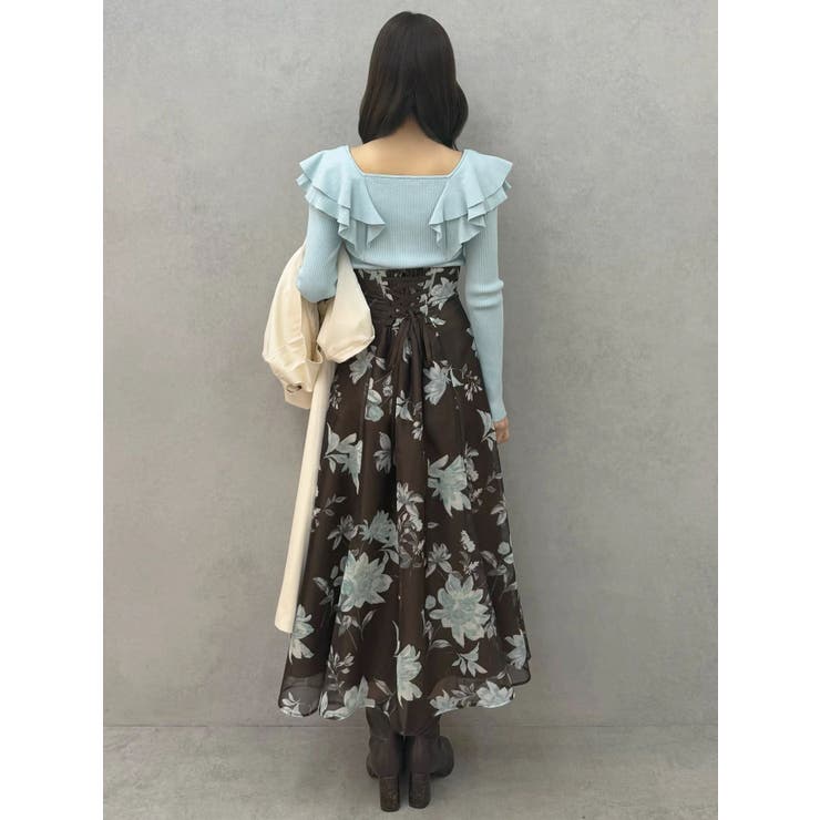 花柄バックレースアップフレアスカート | MERCURYDUO | 詳細画像14 