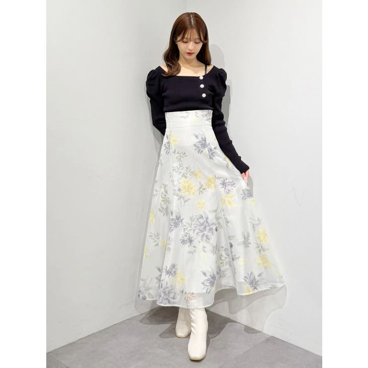 花柄バックレースアップフレアスカート | MERCURYDUO | 詳細画像19 