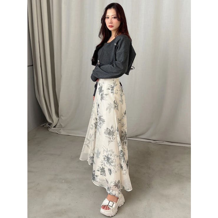 花柄バックレースアップフレアスカート | MERCURYDUO | 詳細画像22 