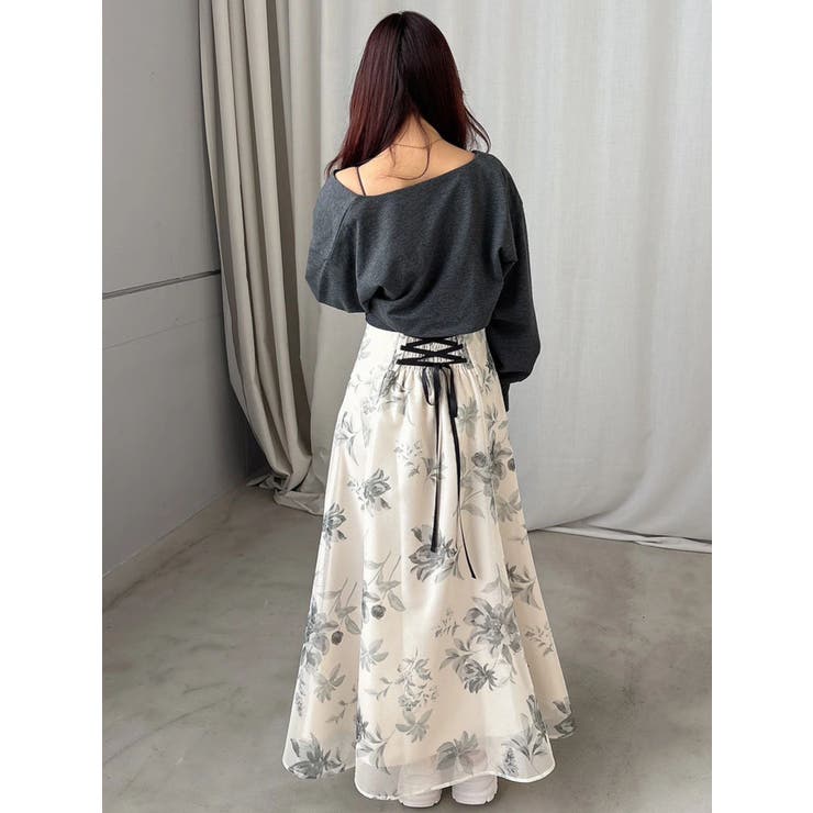 花柄バックレースアップフレアスカート | MERCURYDUO | 詳細画像23 