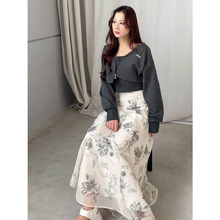 花柄バックレースアップフレアスカート | MERCURYDUO | 詳細画像24 