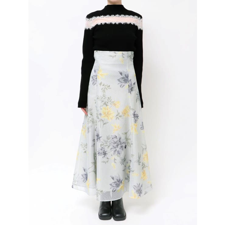 花柄バックレースアップフレアスカート | MERCURYDUO | 詳細画像31 