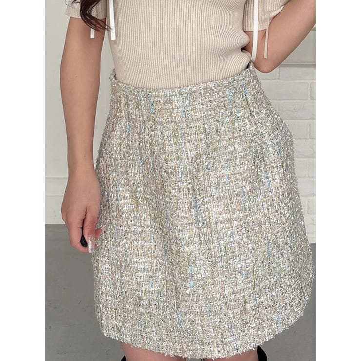 ミントグリーン | ツイード台形ミニスカート | MERCURYDUO