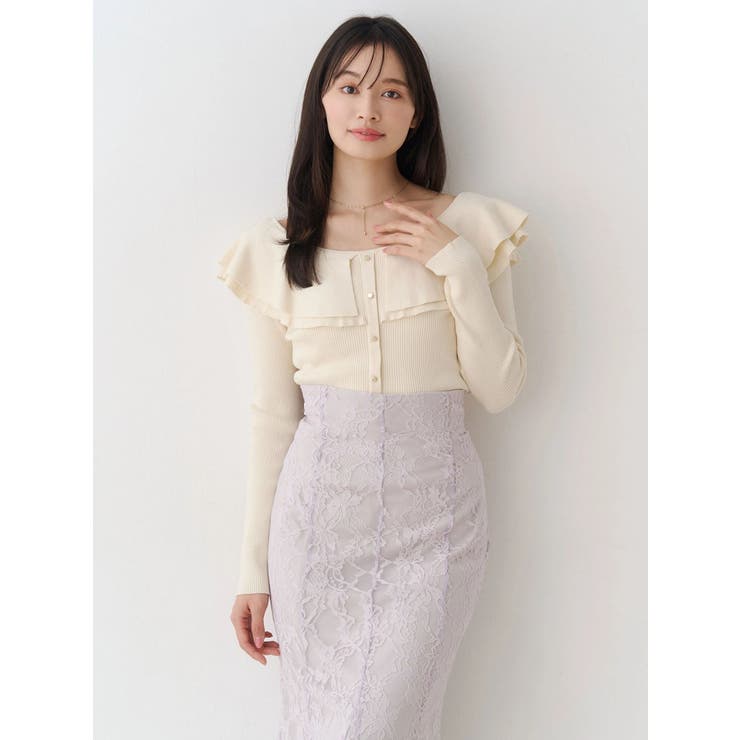 アイボリー | 編み変化ラッフルコンパクト | MERCURYDUO