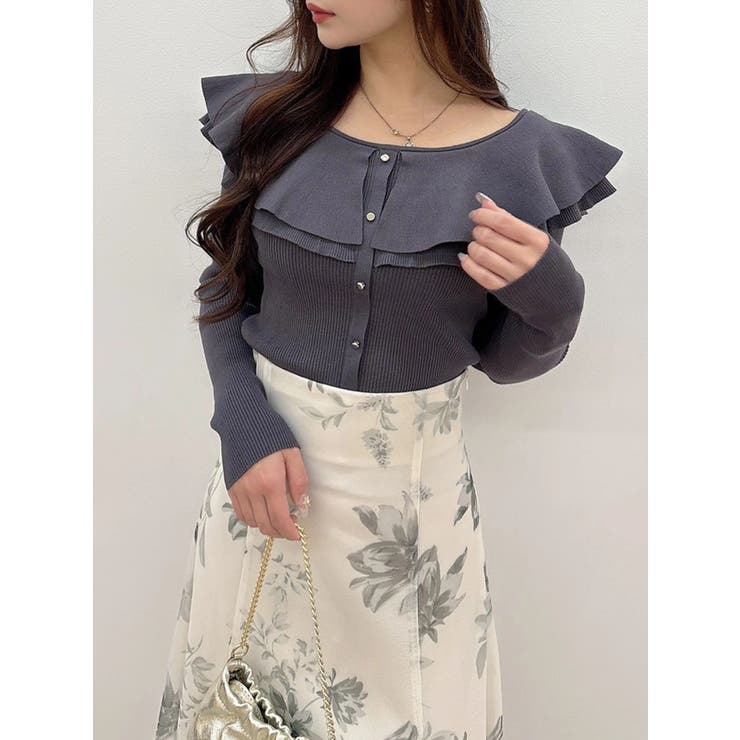 チャコールグレー | 編み変化ラッフルコンパクト | MERCURYDUO