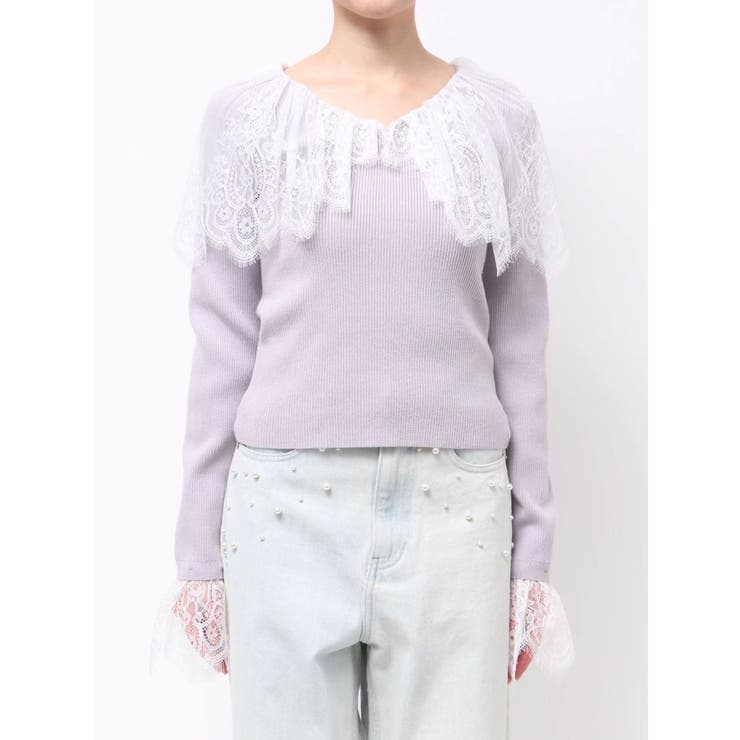 スカラレース襟ニット | MERCURYDUO | 詳細画像15 