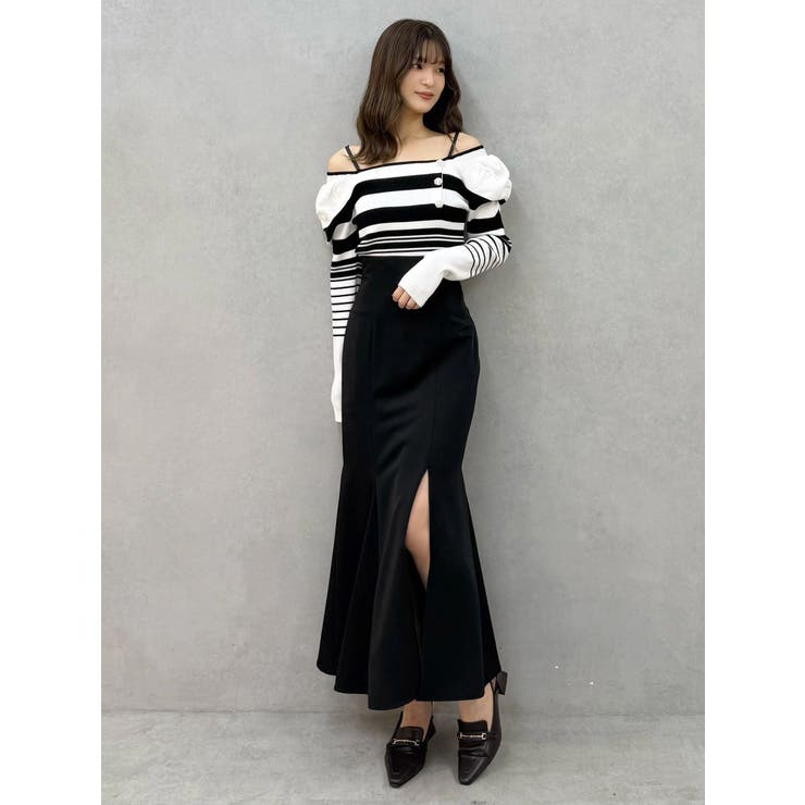 サイドビジューボタンパフスリーブニット | MERCURYDUO | 詳細画像10 