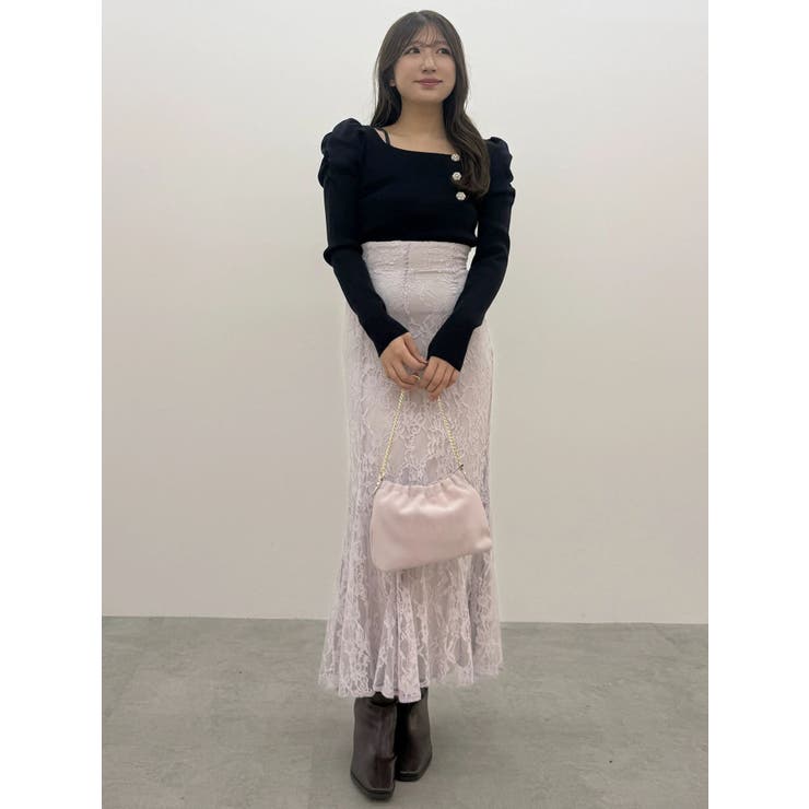 サイドビジューボタンパフスリーブニット | MERCURYDUO | 詳細画像23 