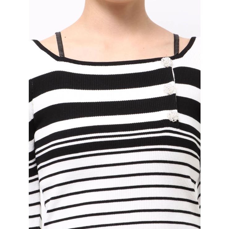 サイドビジューボタンパフスリーブニット | MERCURYDUO | 詳細画像31 