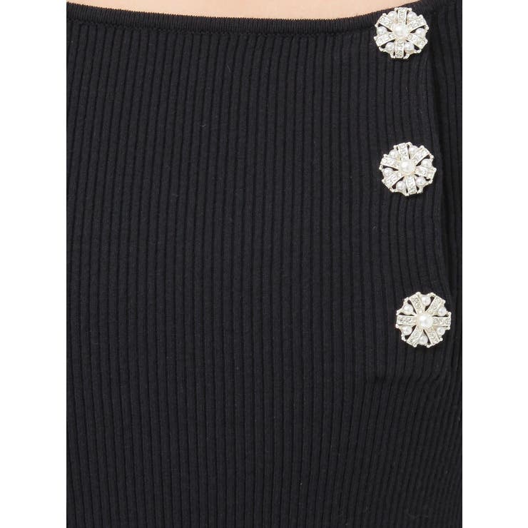 サイドビジューボタンパフスリーブニット | MERCURYDUO | 詳細画像37 