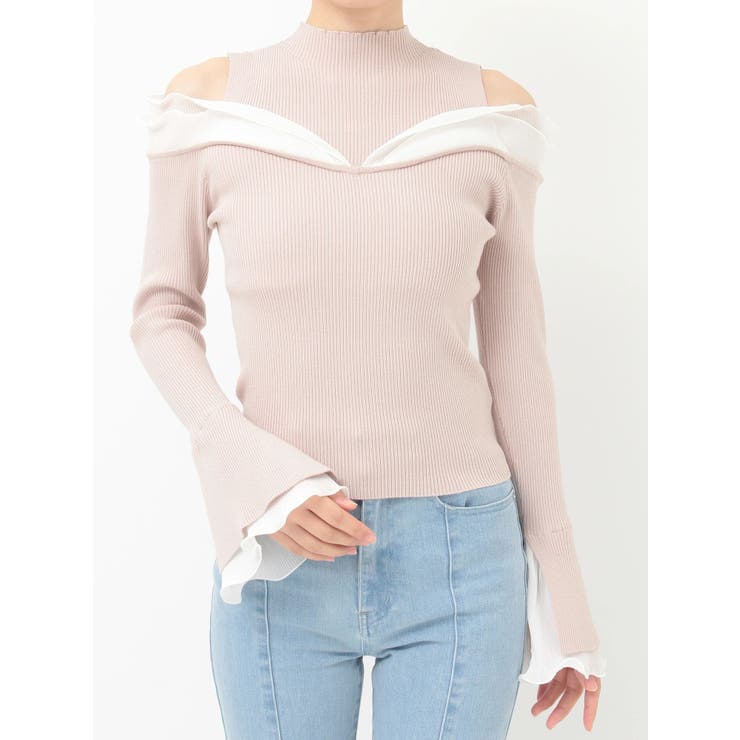 ベージュ | プリーツフリル使いニット | MERCURYDUO