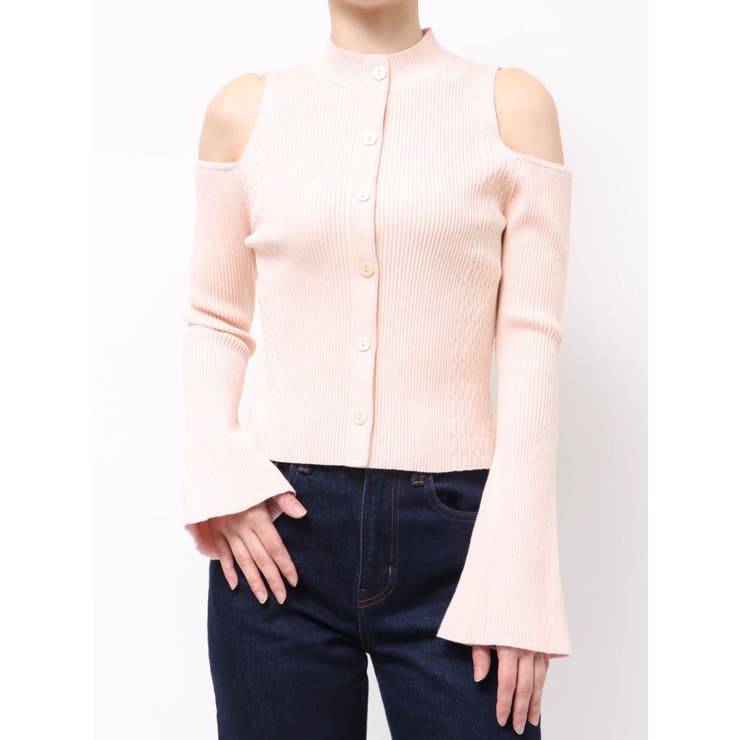 ベビーピンク | ケーブルパネルハイネックニット | MERCURYDUO