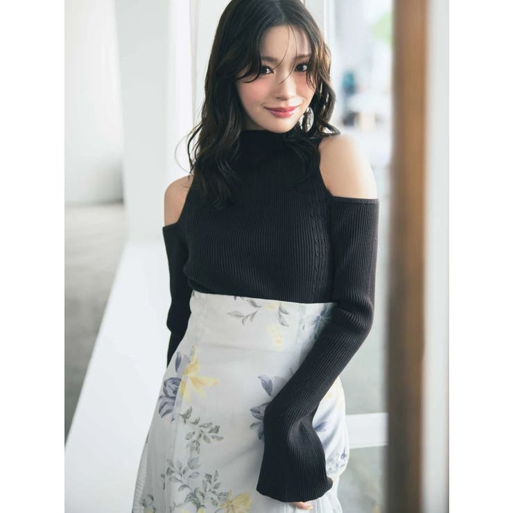 ブラウン | ケーブルパネルハイネックニット | MERCURYDUO